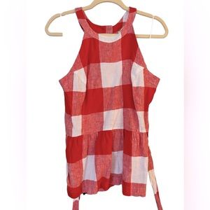 NWT Crown and Ivy Halter Tank Top Red Buffalo Plaid